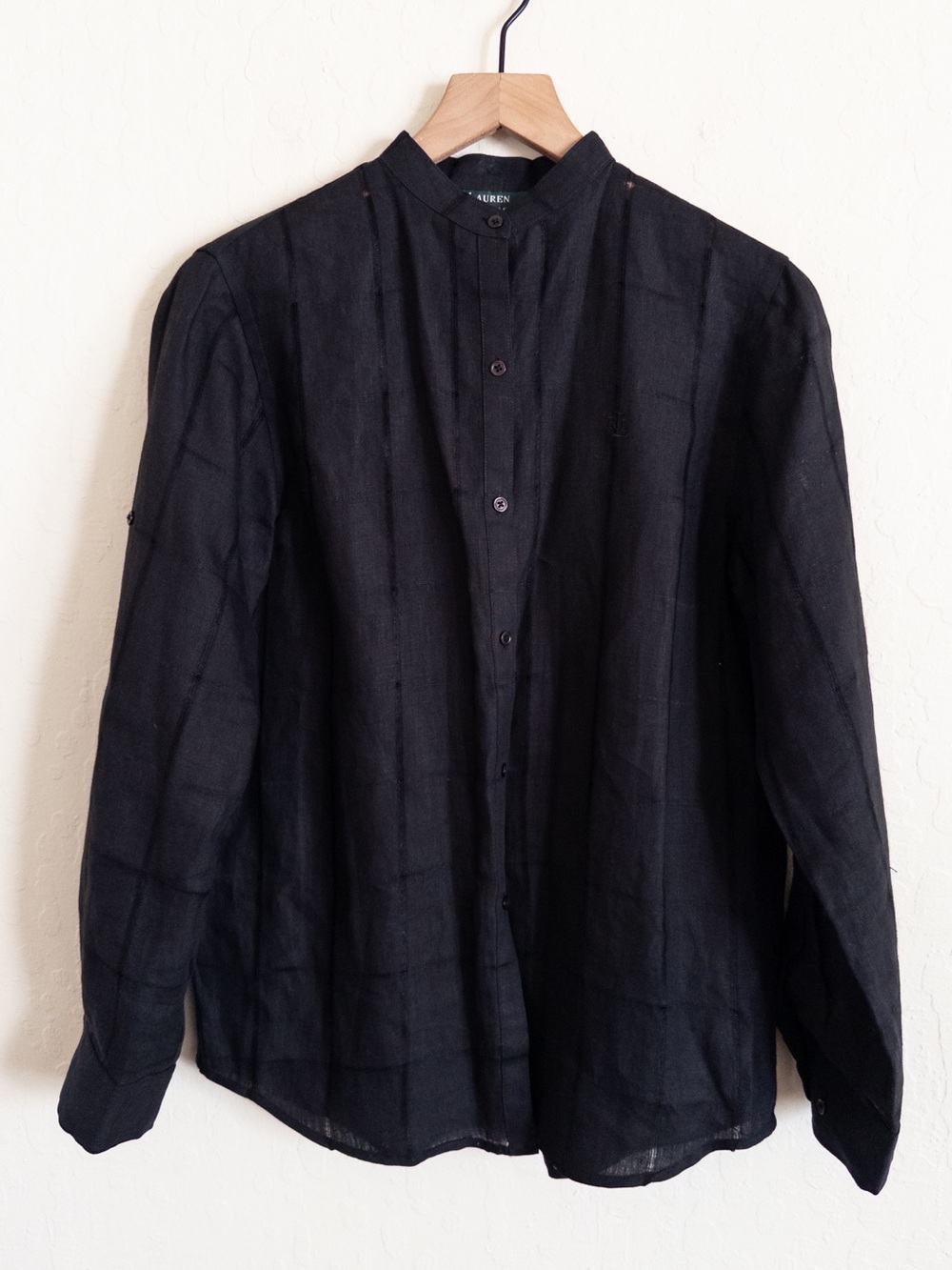Vintage Y2K Lauren Ralph Lauren 100% Linen Long Sleeve Button Down Shirt Small